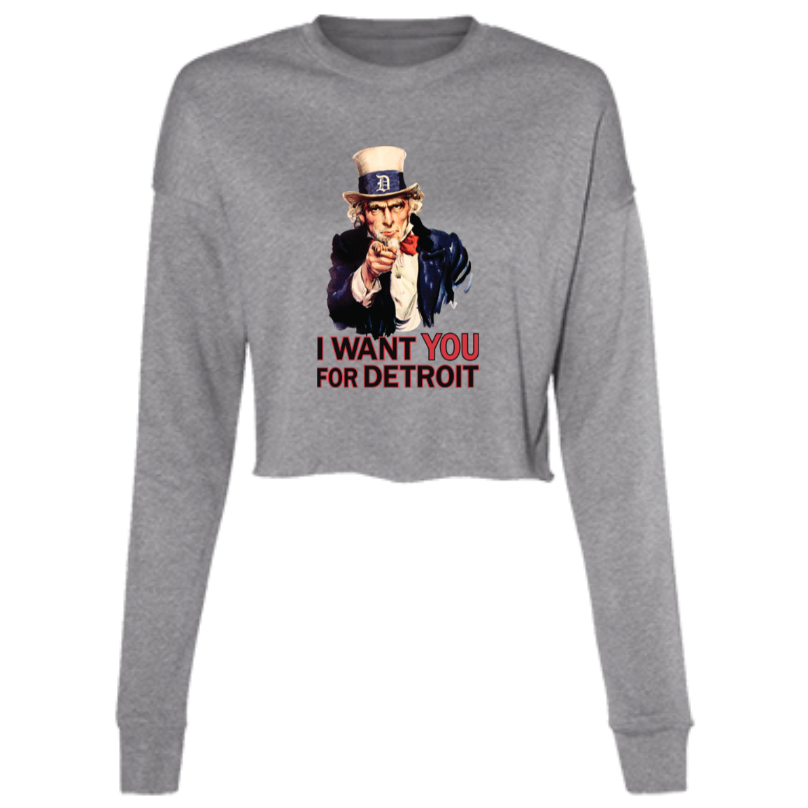 I Want You For Detroit Women's Cropped Crewneck Sweatshirt