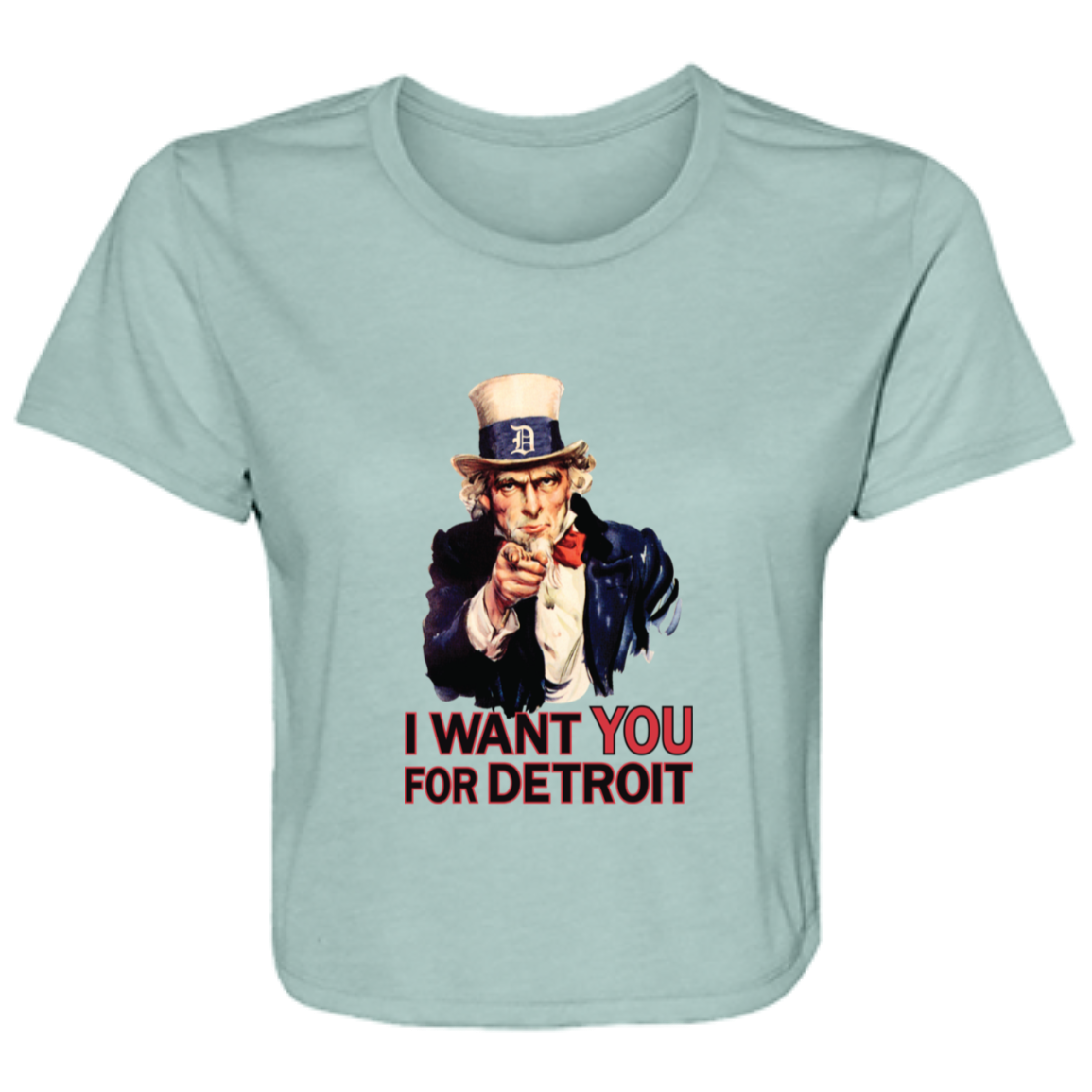 I Want You For Detroit Flowy Cropped Tee