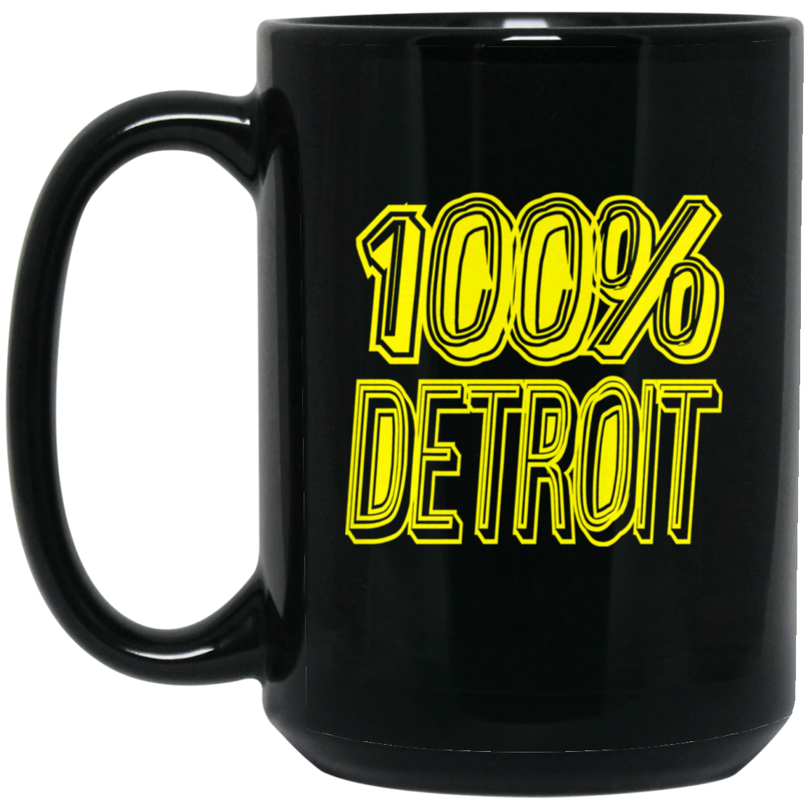 100% Detroit 15oz Black Mug