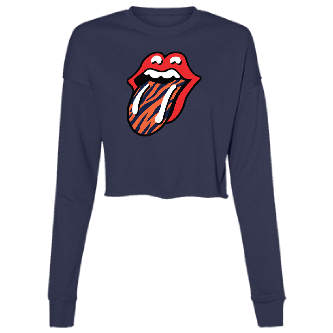 Tigers Rolling Stones Style Women's Cropped Crewneck Sweatshirt