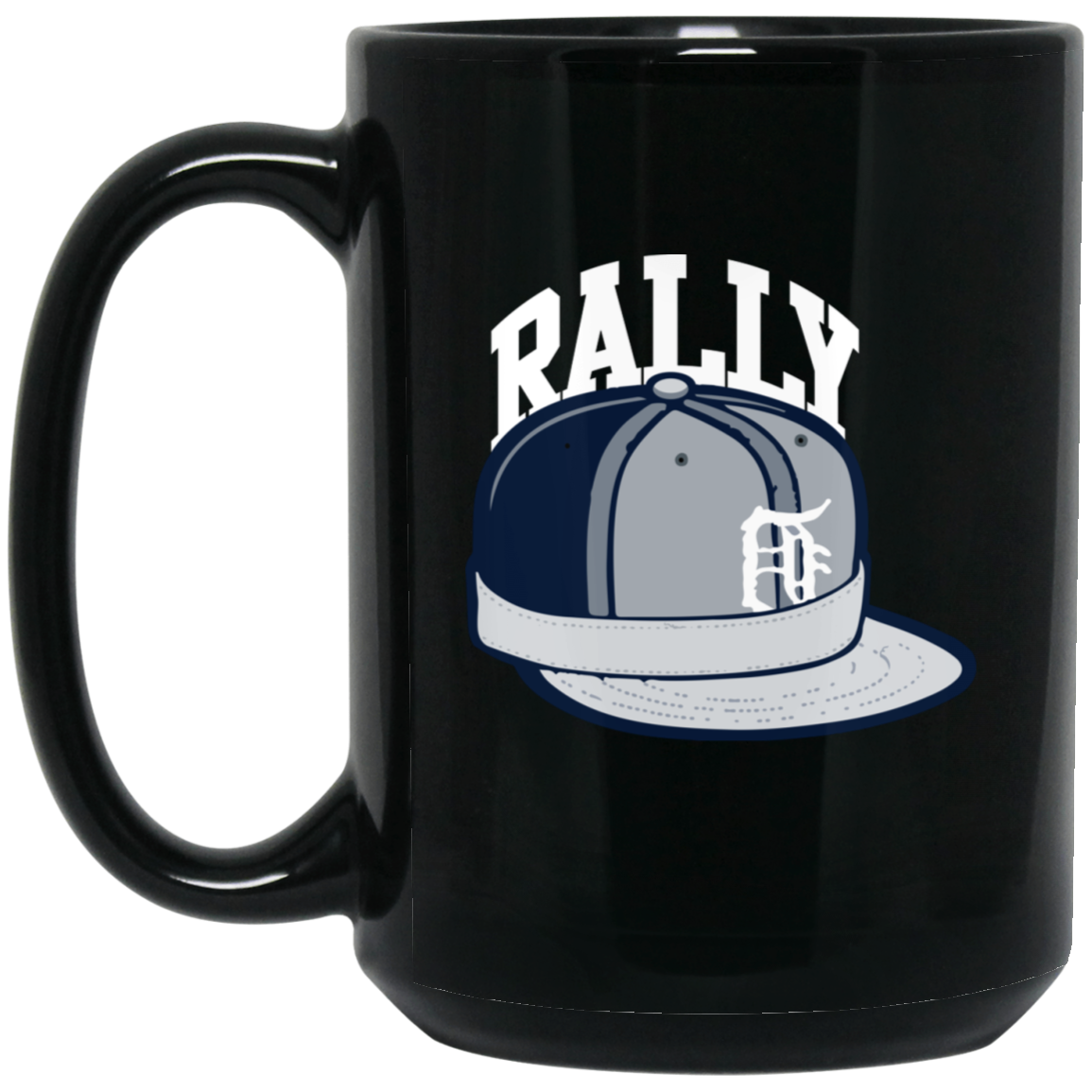 Detroit Baseball Rally Cap 15oz Black Mug