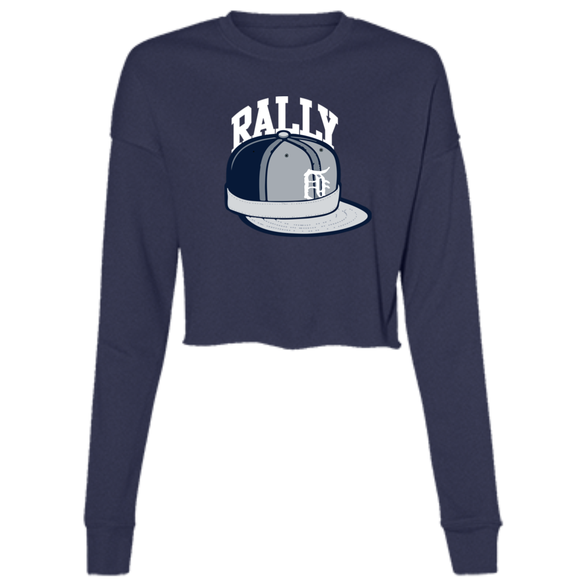 Detroit Baseball Rally Cap Women's Cropped Crewneck Sweatshirt