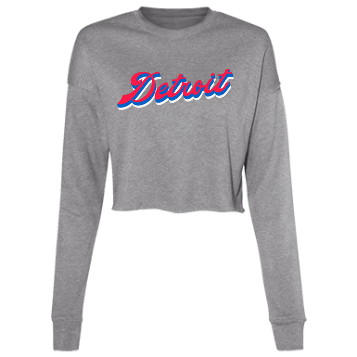 Detroit Script - Red Women's Cropped Crewneck Sweatshirt