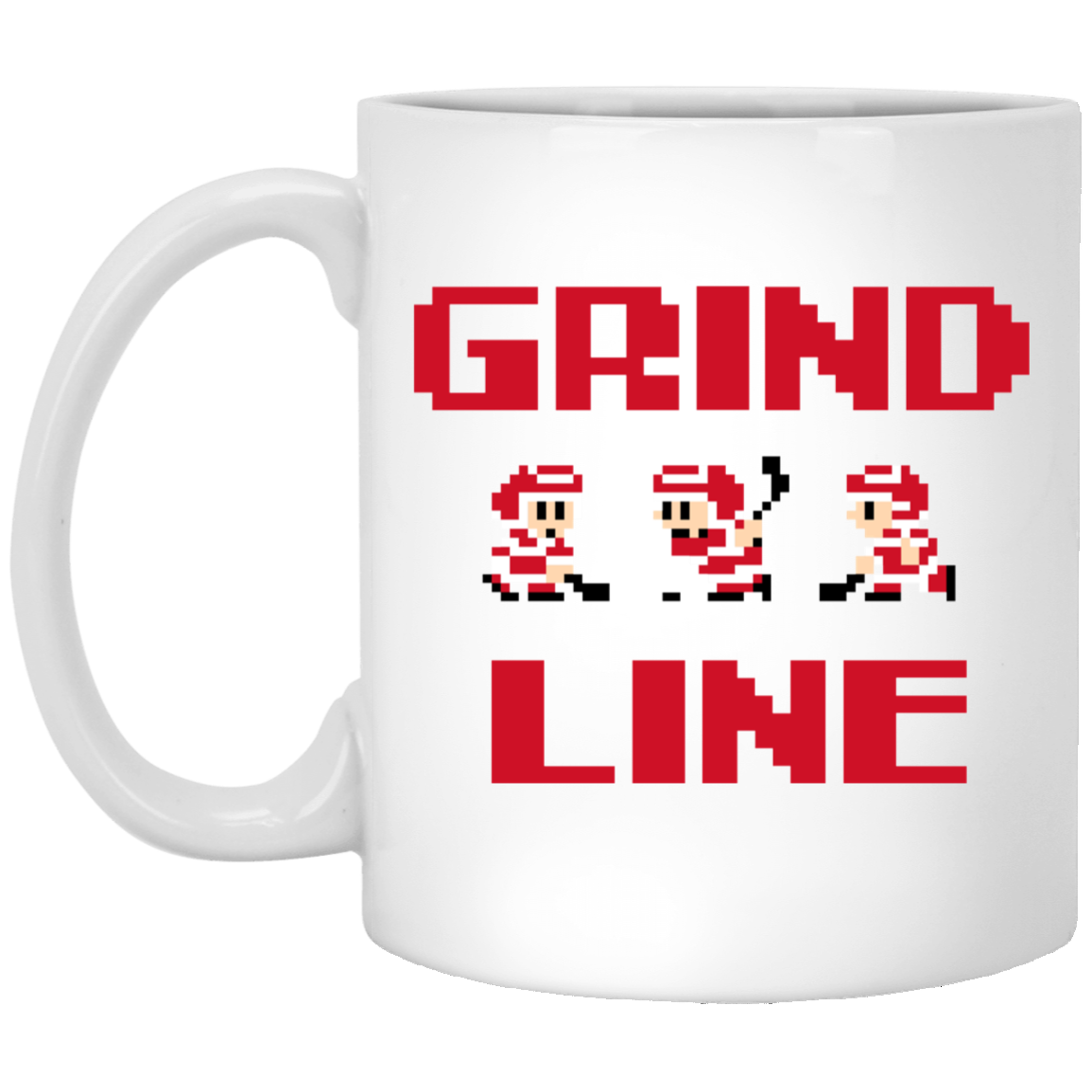 8bit Grind Line - Red + Black White Mug