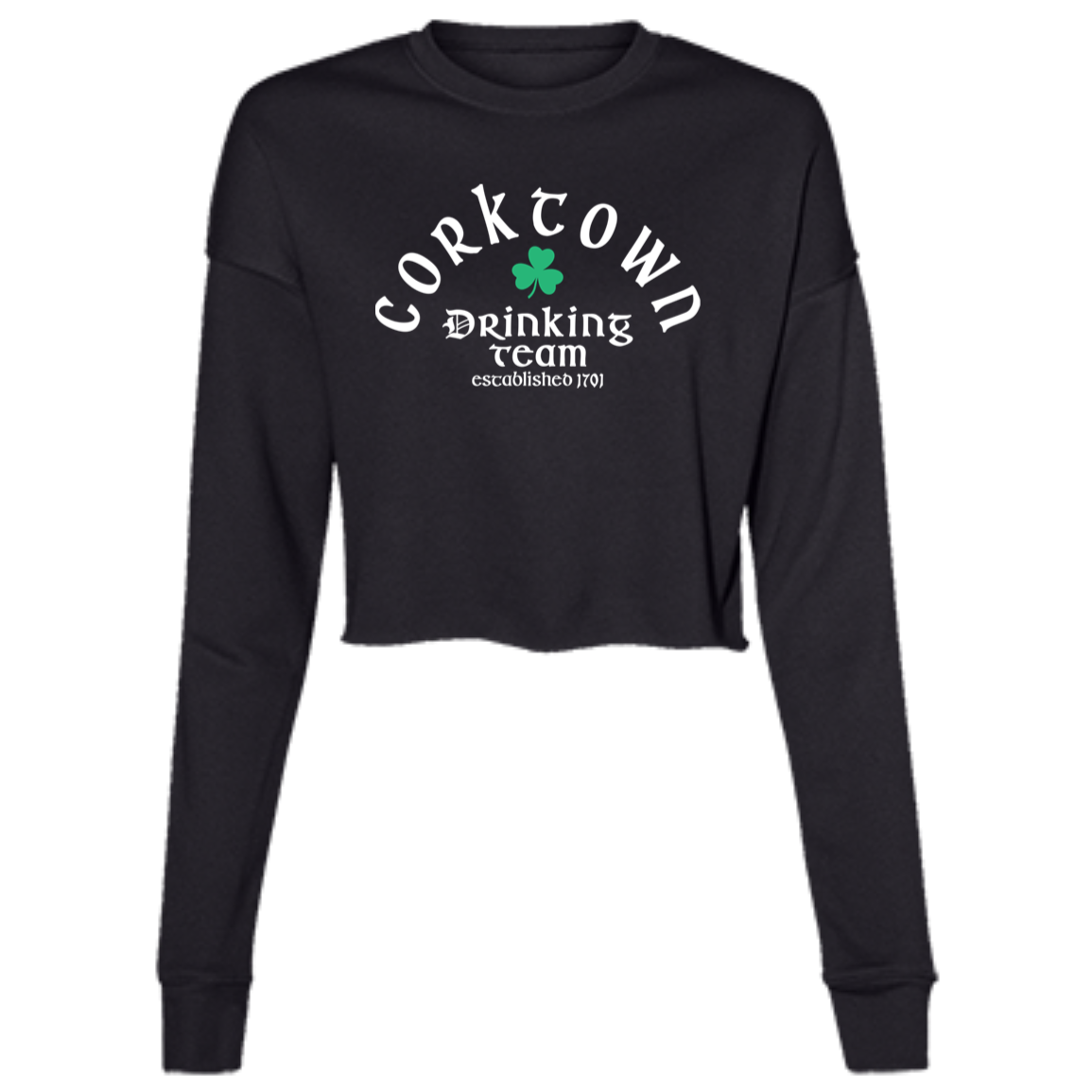 Corktown Drinking Team - White Women's Cropped Crewneck Sweatshirt