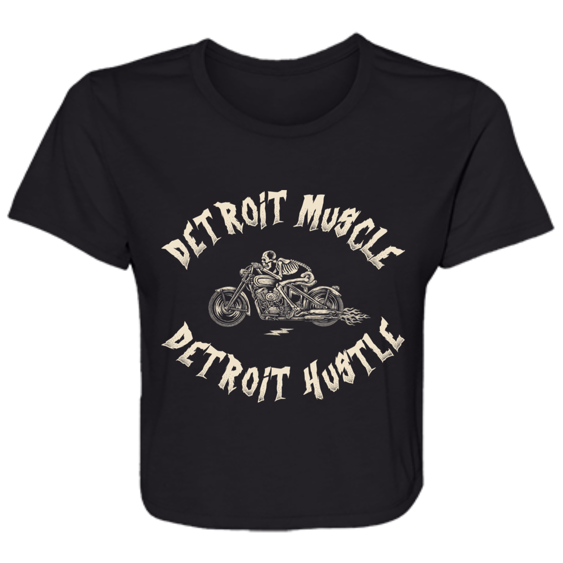 Detroit Muscle Detroit Hustle Cream Women's Flowy Cropped T-Shirt