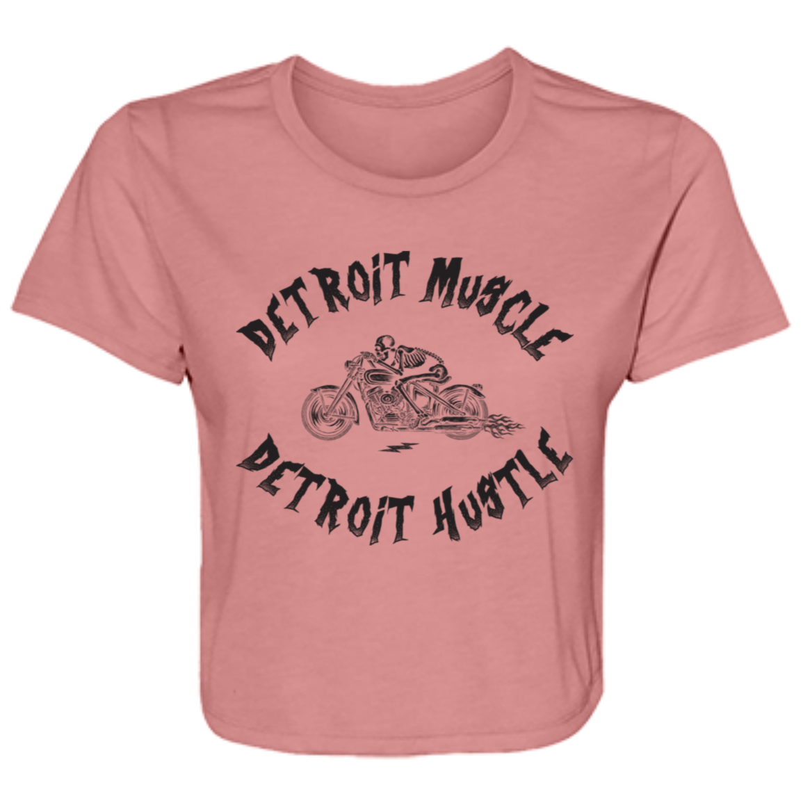 Detroit Muscle Detroit Hustle - Black Women's Flowy Cropped T-Shirt