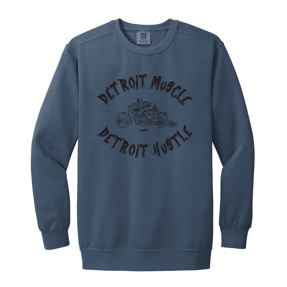 Detroit Muscle Detroit Hustle - Black Vintage Wash Crewneck Sweatshirt
