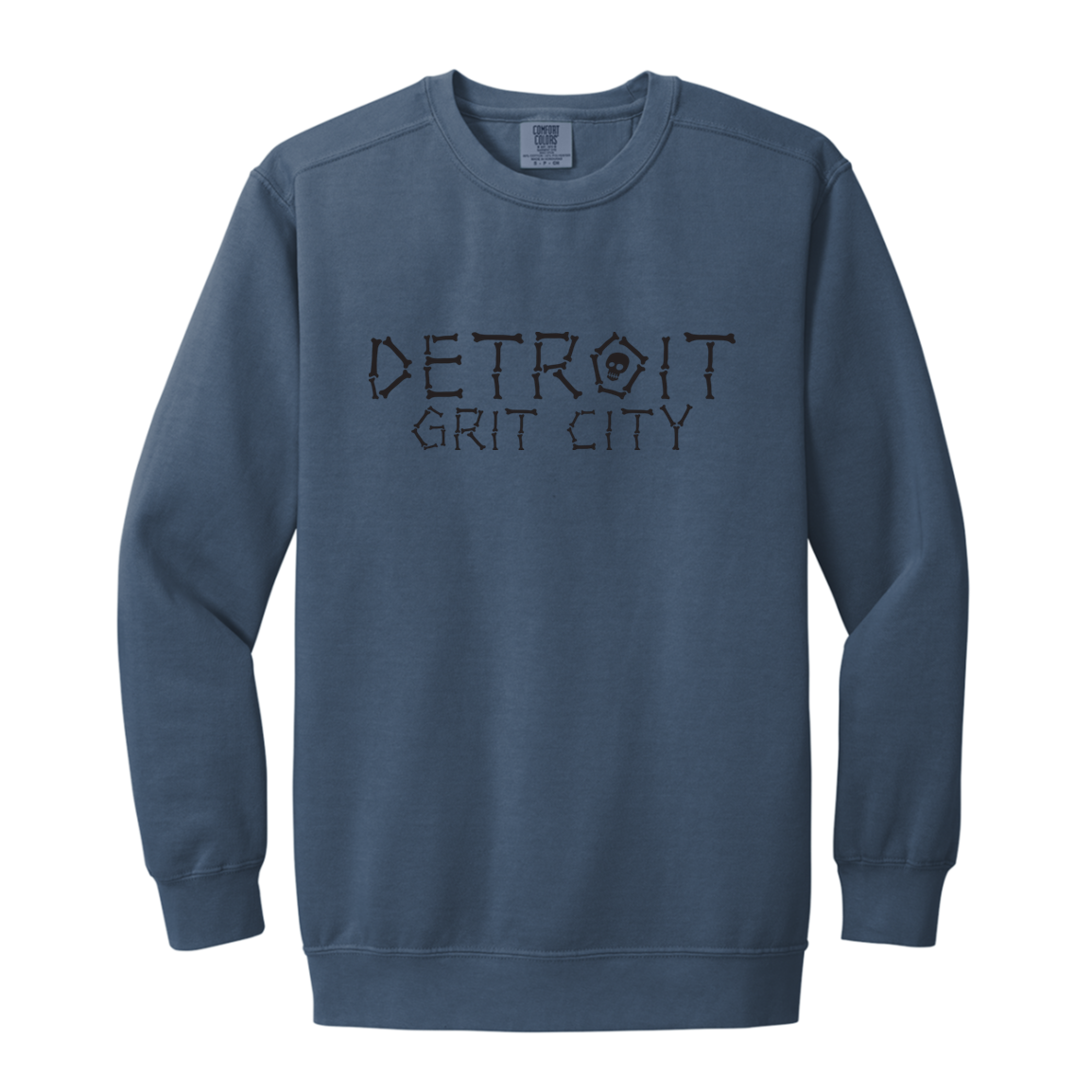 Detroit Grit City Bones Black Vintage Wash Crewneck Sweatshirt