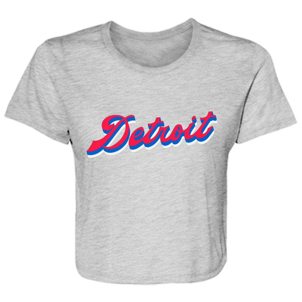 Detroit Script - Red Flowy Cropped Tee