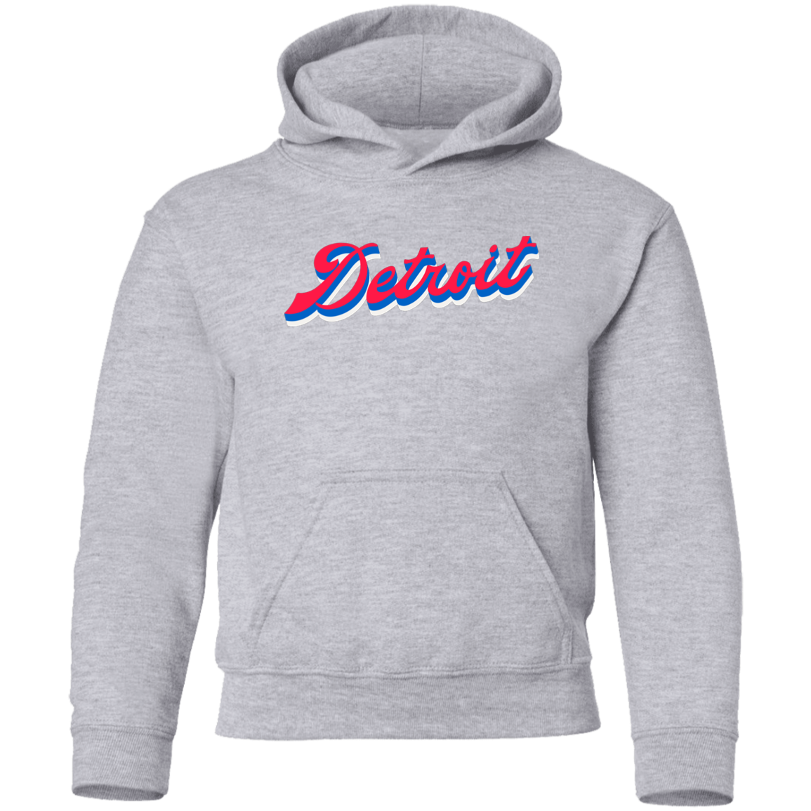 Detroit Script - Red Kids Unisex Classic Hoodie