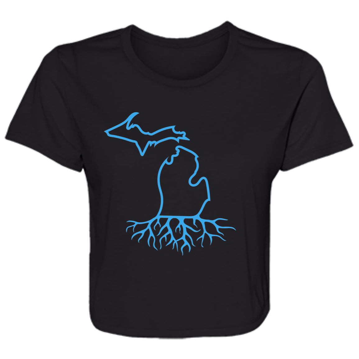 Michigan Roots - Honolulu Blue Flowy Cropped Tee