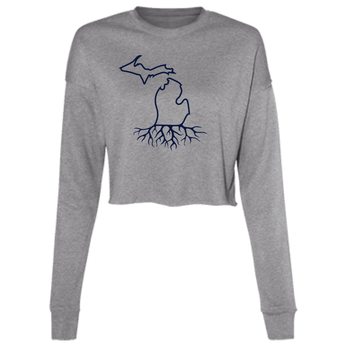 Michigan Roots - Navy Women's Cropped Crewneck Sweatshirt