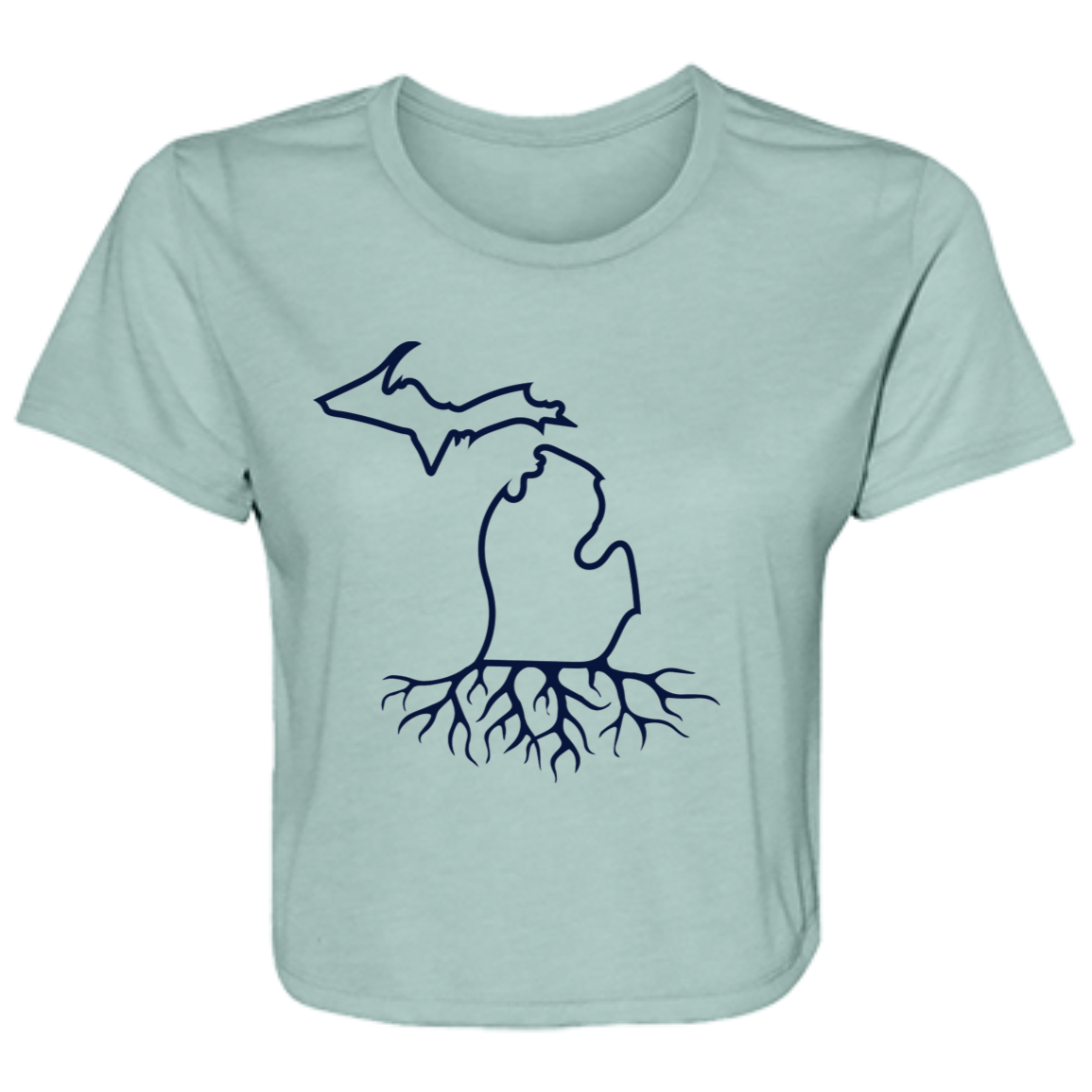Michigan Roots - Navy Flowy Cropped Tee