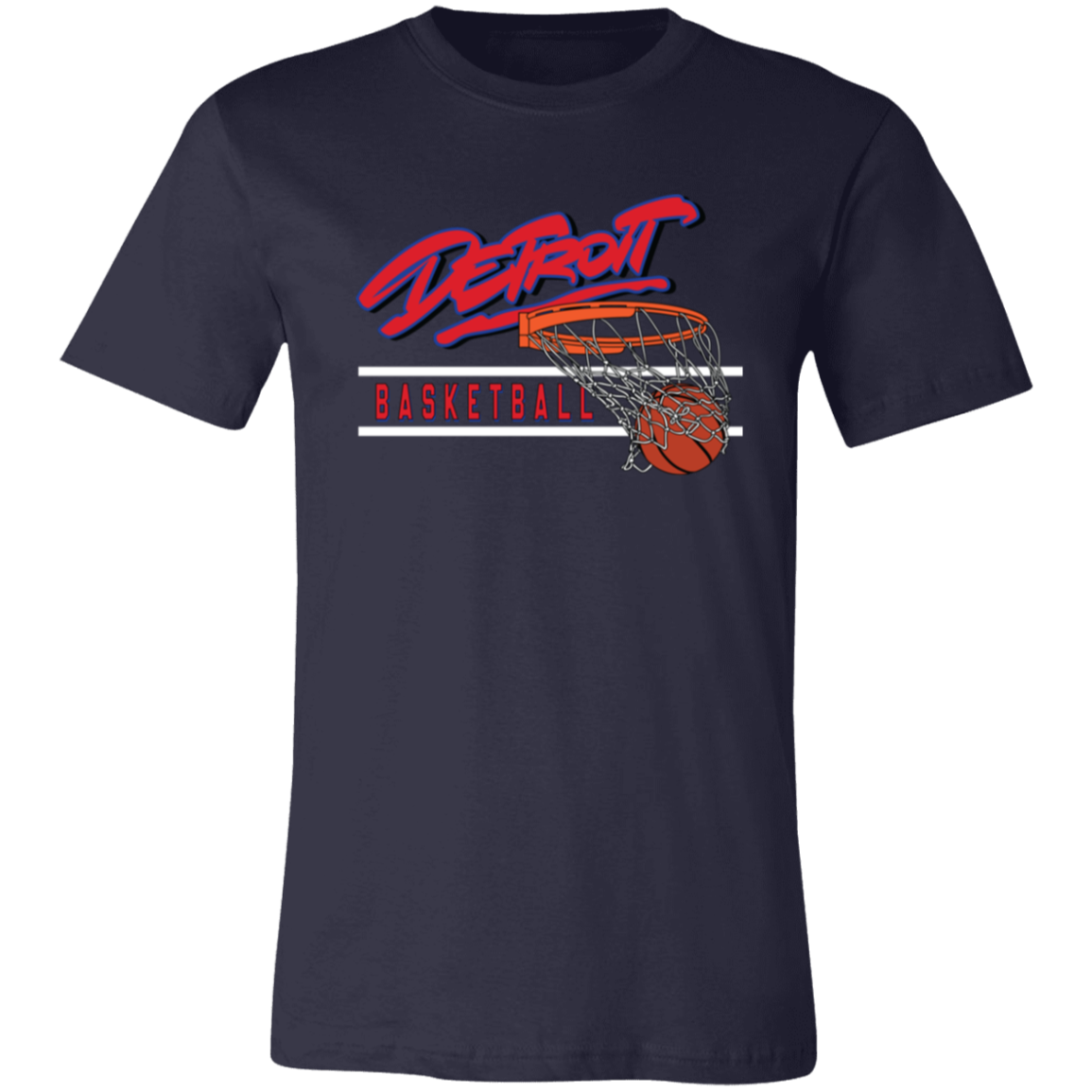 90s Detroit Basketball Swish - Red & White Unisex Classic T-Shirt