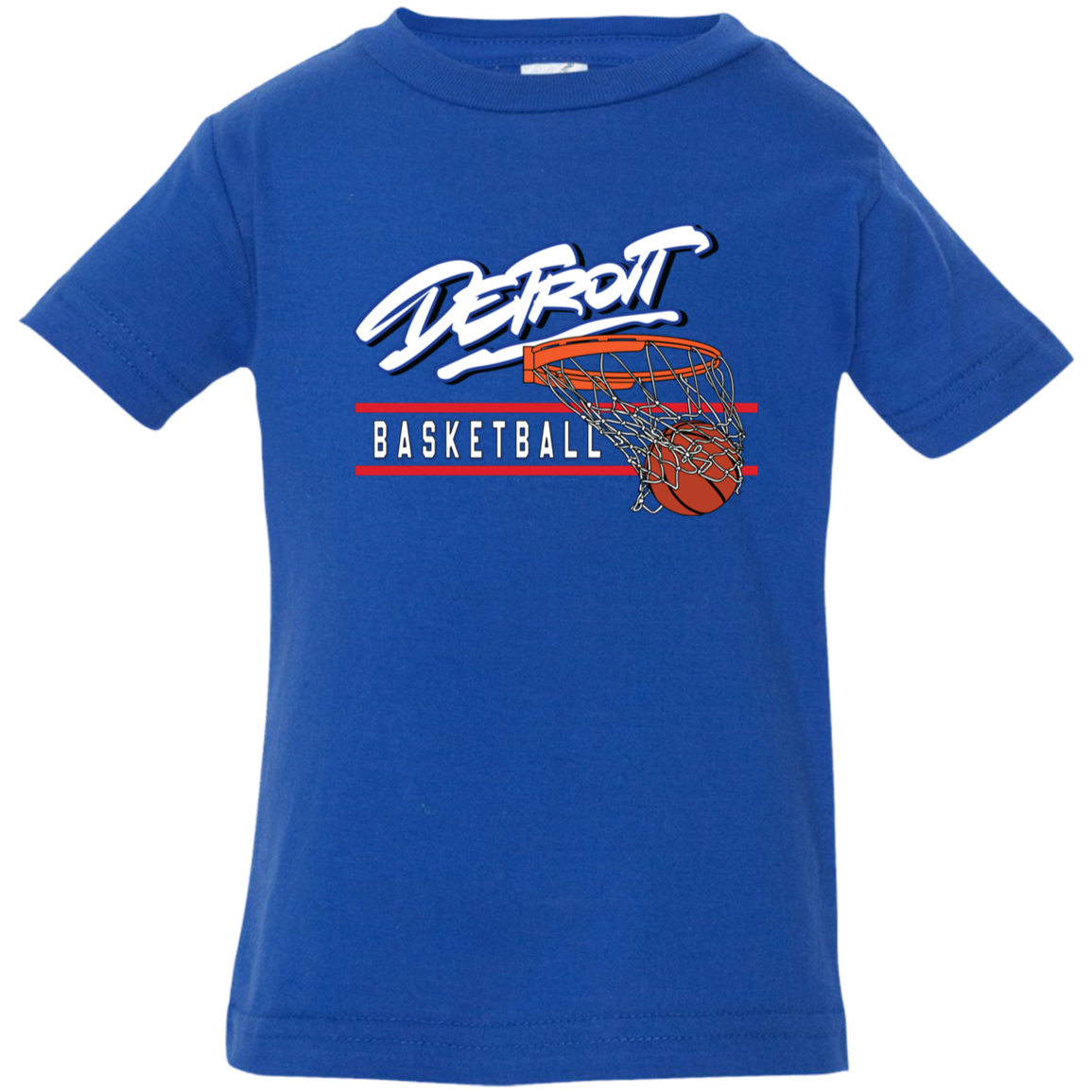 90s Detroit Basketball Swish - White & Red Infant T-Shirt