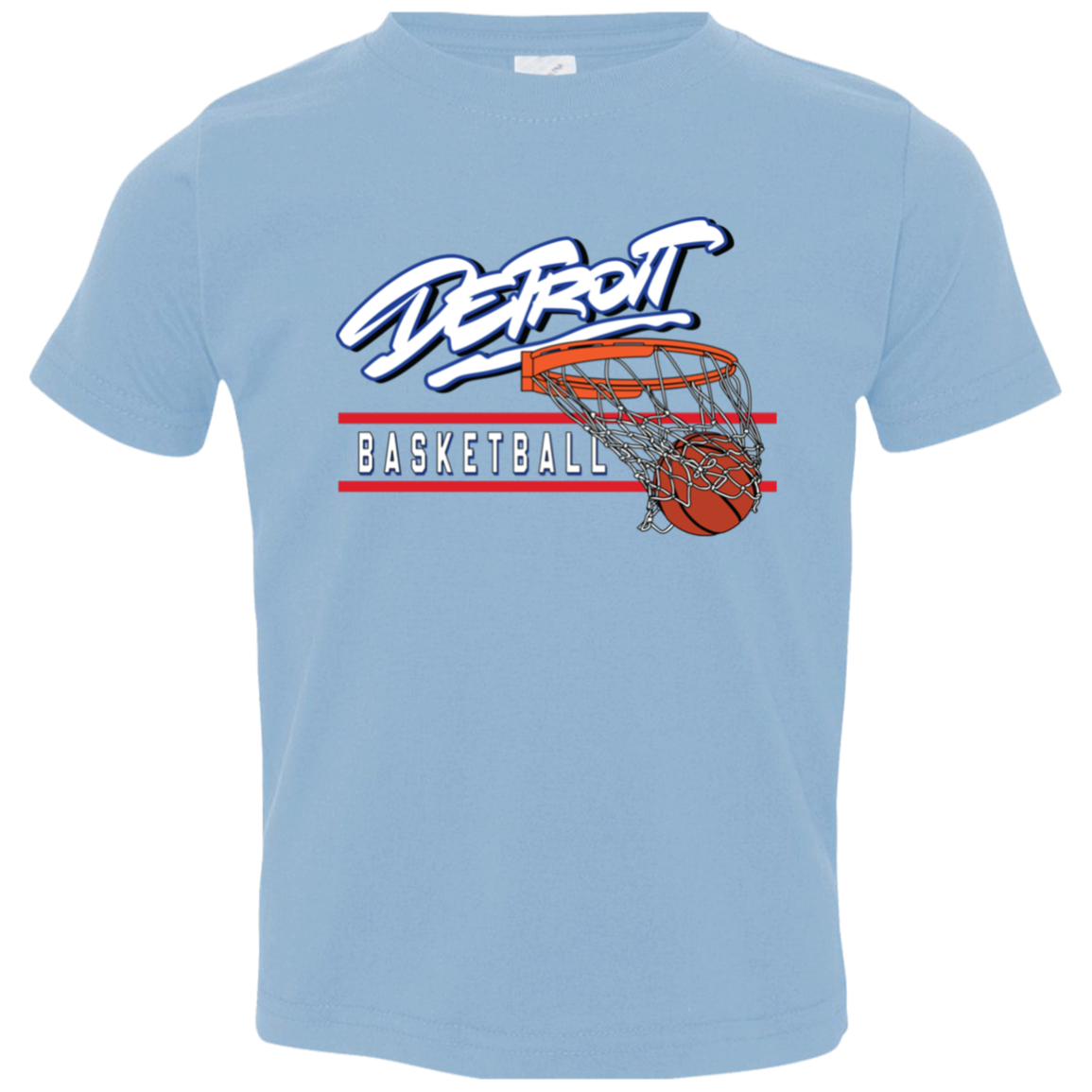 90s Detroit Basketball Swish - White & Red Cute Toddler T-Shirt