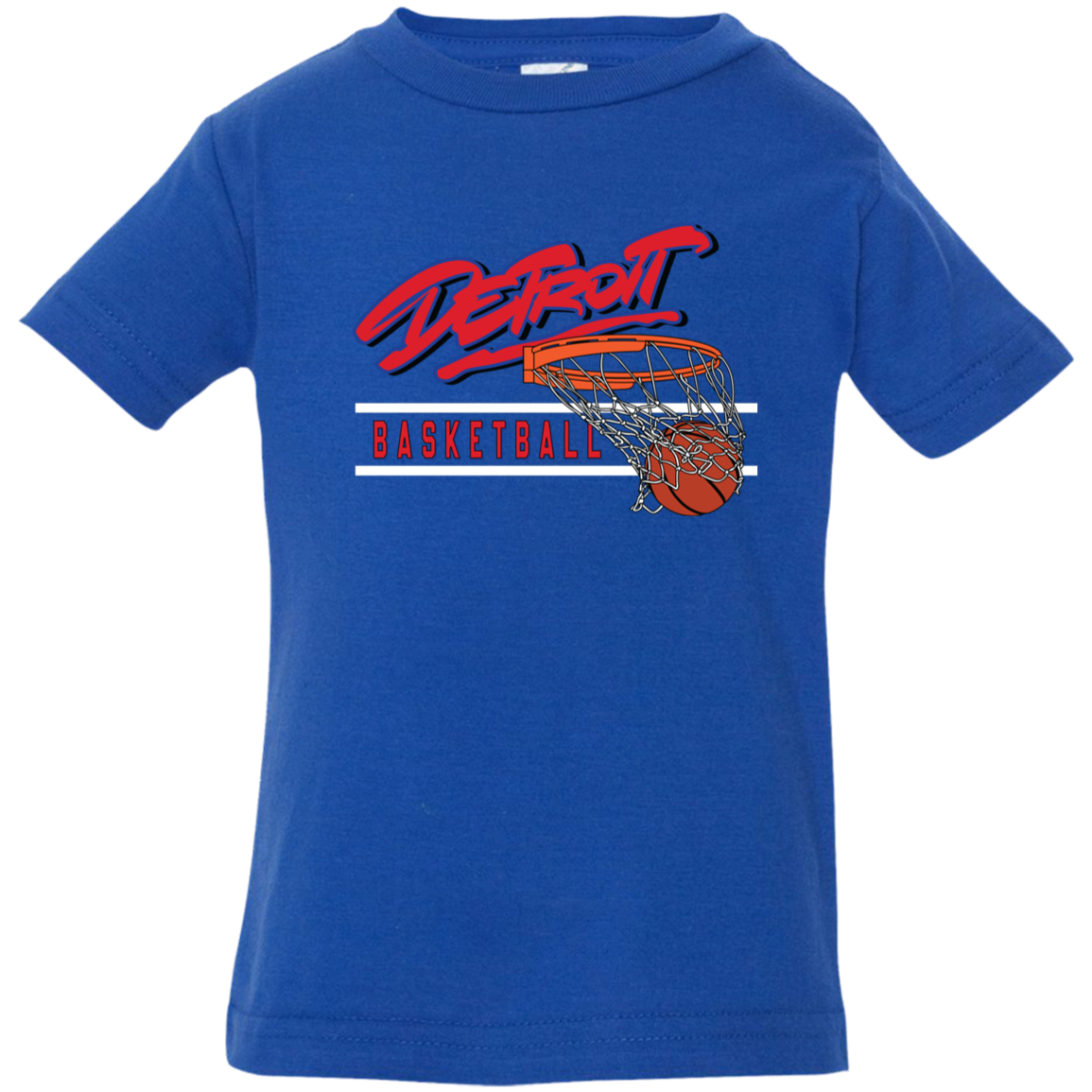 90s Detroit Basketball Swish - Red & White Infant T-Shirt