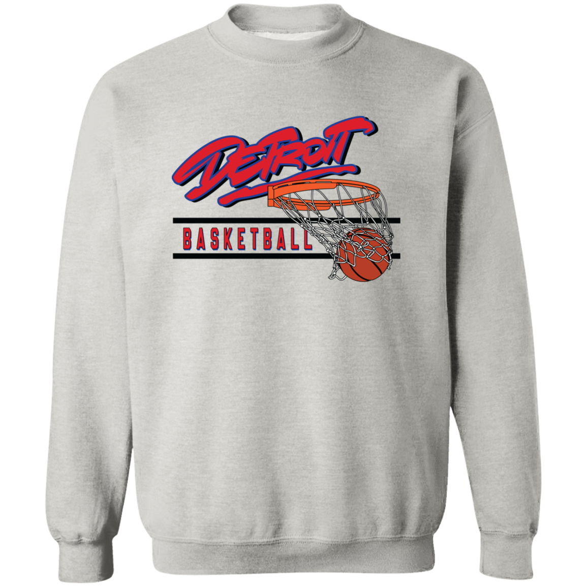 90s Detroit Basketball Swish - Red & Black Classic Crewneck Sweatshirt