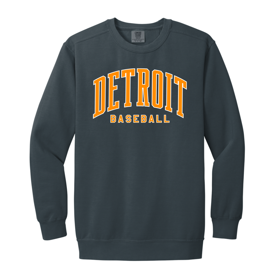 Detroit Baseball Arch Bright Orange - White Vintage Wash Crewneck Sweatshirt