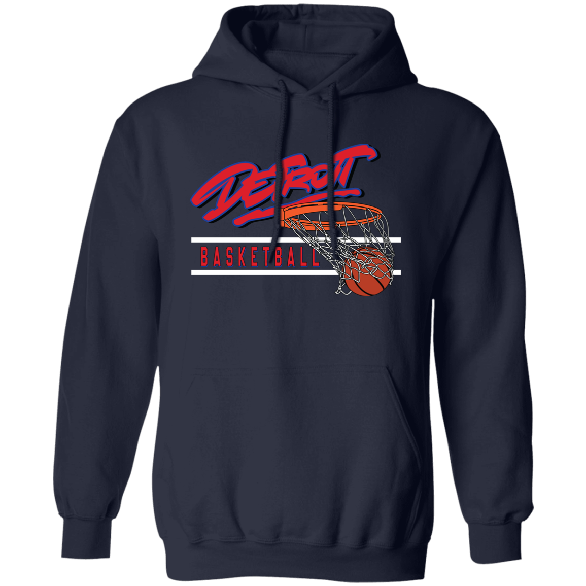 90s Detroit Basketball Swish - Red & White Classic Unisex Hoodie