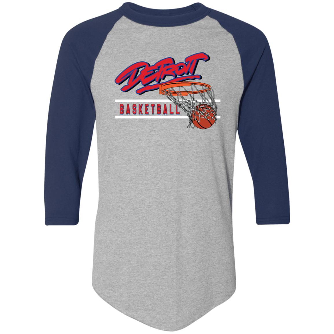 90s Detroit Basketball Swish - Red & White Classic Raglan Jersey