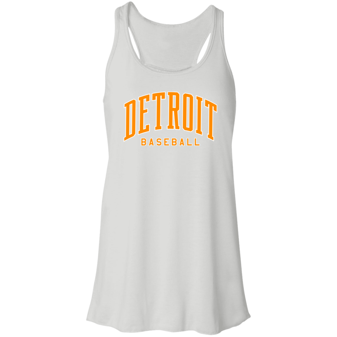 Detroit Baseball Arch Bright Orange - White Flowy Racerback Tank