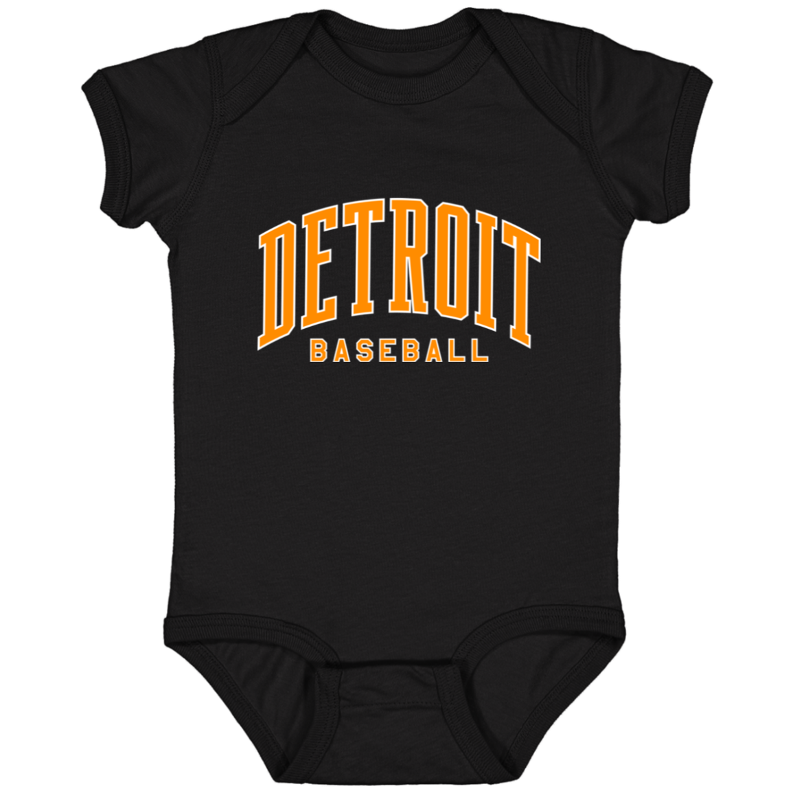 Detroit Baseball Arch Bright Orange - White Infant Baby Onsie Bodysuit