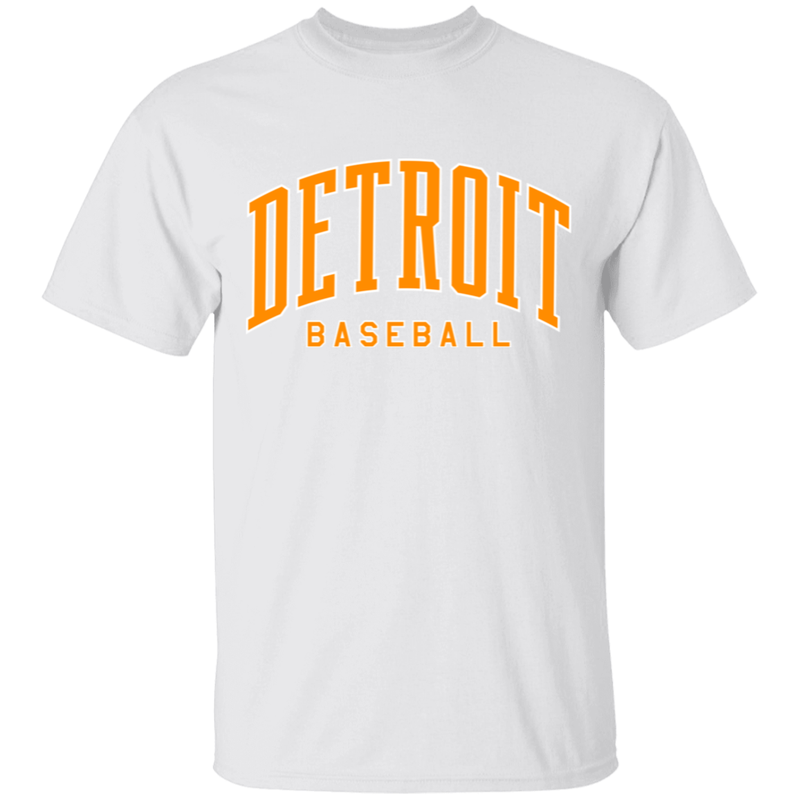 Detroit Baseball Arch Bright Orange - White Unisex Youth Classic T-Shirt