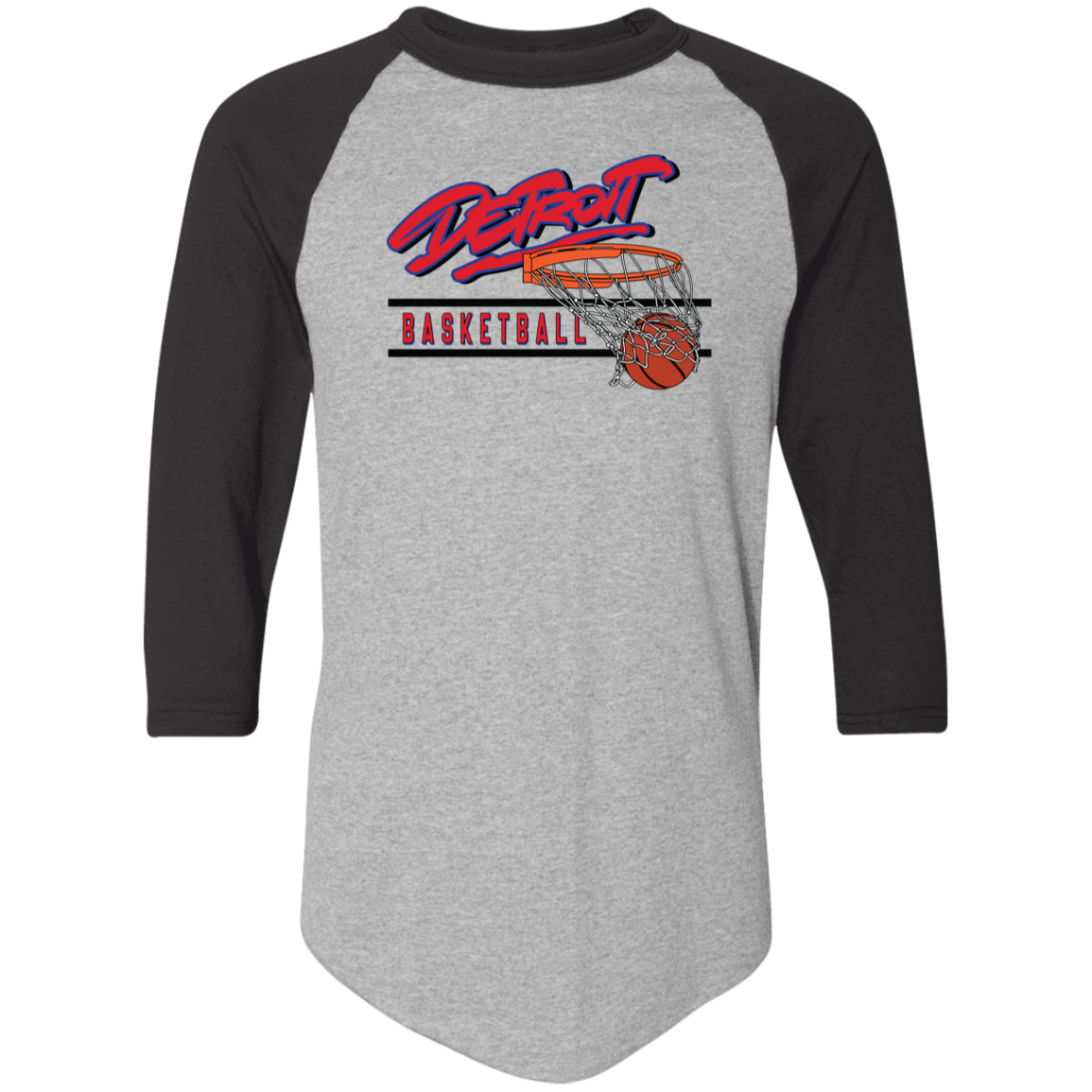 90s Detroit Basketball Swish - Red & Black Classic Raglan Jersey