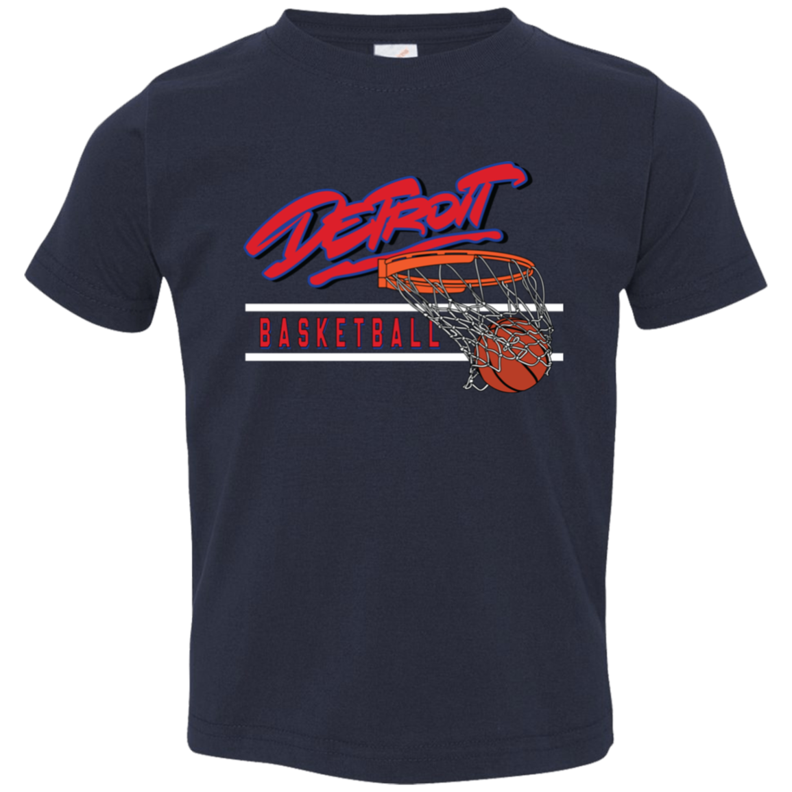 90s Detroit Basketball Swish - Red & White Cute Toddler T-Shirt