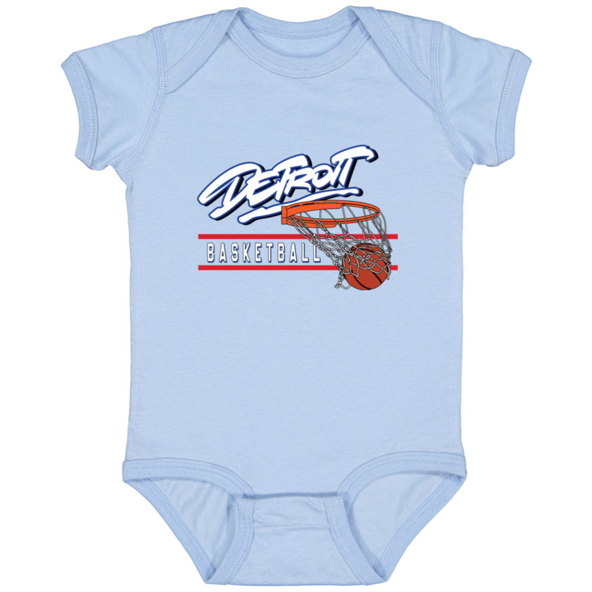 90s Detroit Basketball Swish - White & Red Infant Baby Onsie Bodysuit