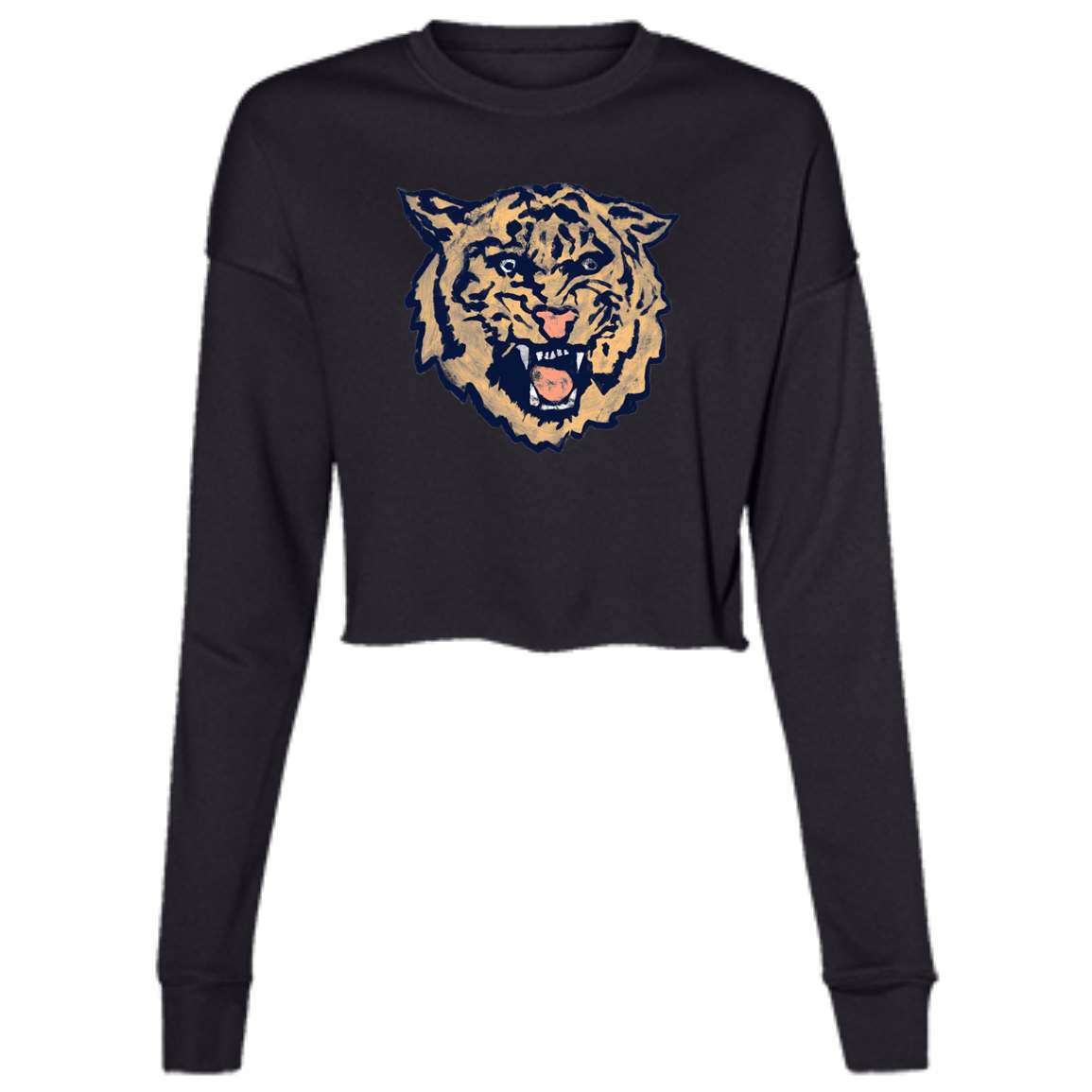 Tigercat - Orange Women's Cropped Crewneck Sweatshirt