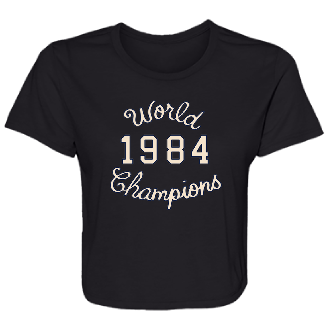World Champions - Ivory + Navy Flowy Cropped Tee