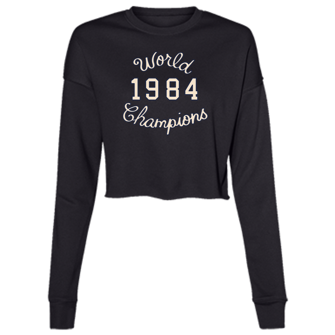 World Champions - Ivory + Navy Women's Cropped Crewneck Sweatshirt