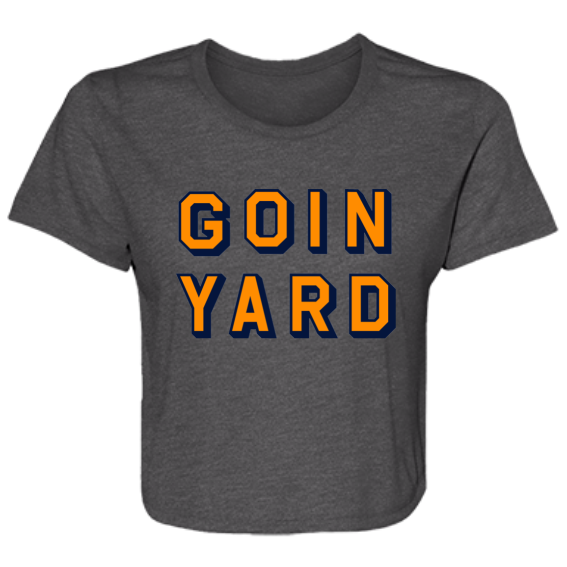 Goin Yard - Orange + Navy Flowy Cropped Tee