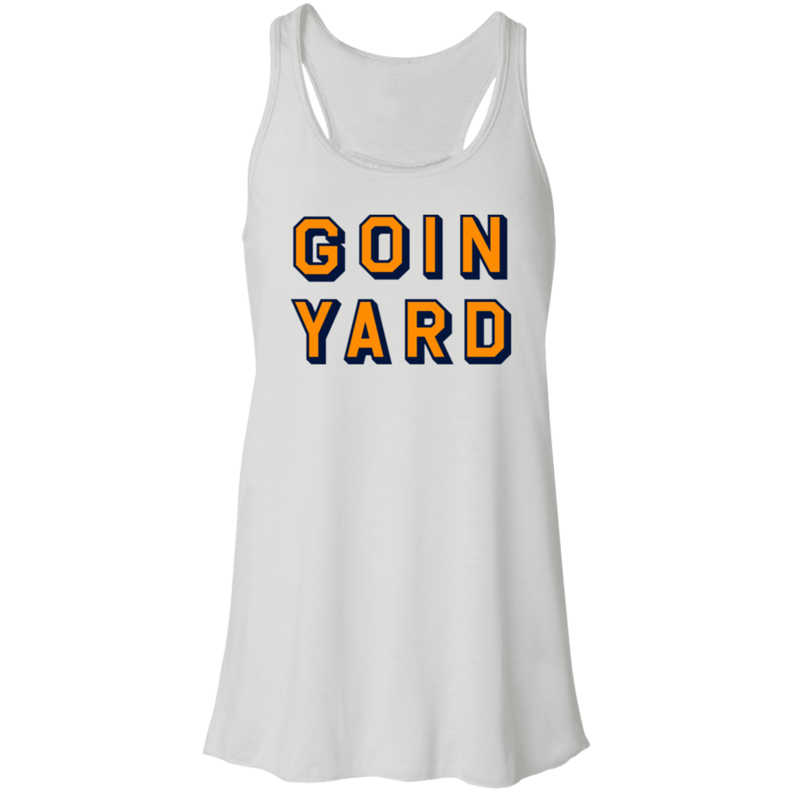 Goin Yard - Orange + Navy Flowy Racerback Tank