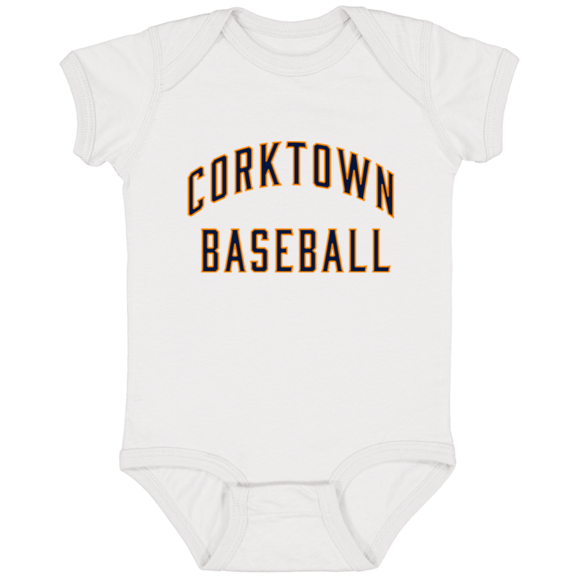 Corktown Baseball - Navy + Orange Infant Baby Onsie Bodysuit