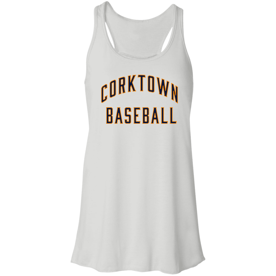Corktown Baseball - Navy + Orange Flowy Racerback Tank