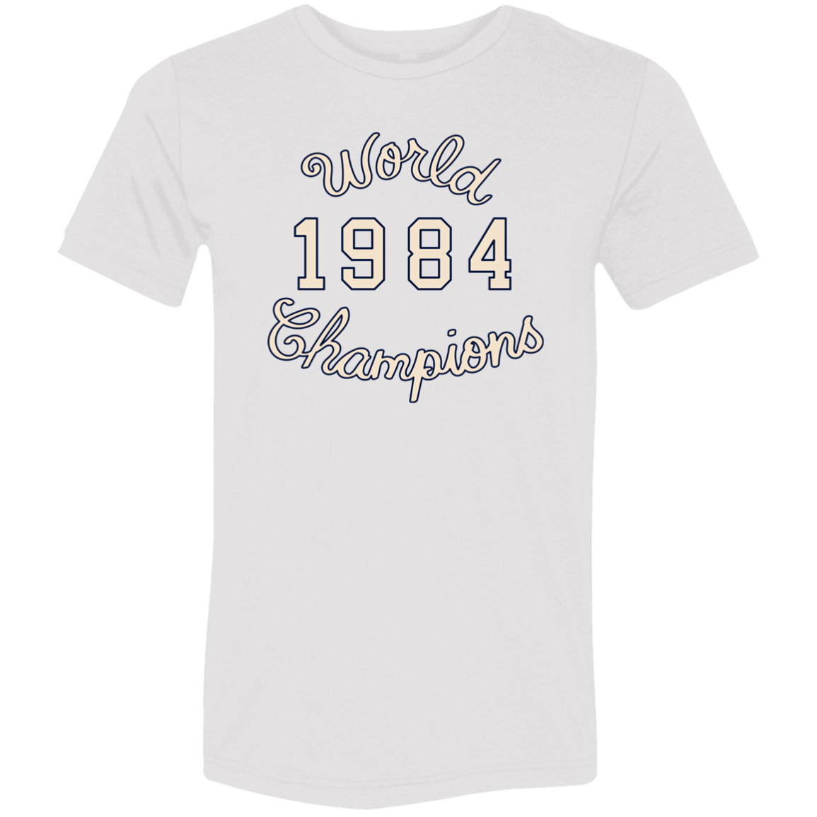 World Champions - Ivory + Navy Soft Unisex Triblend T-Shirt