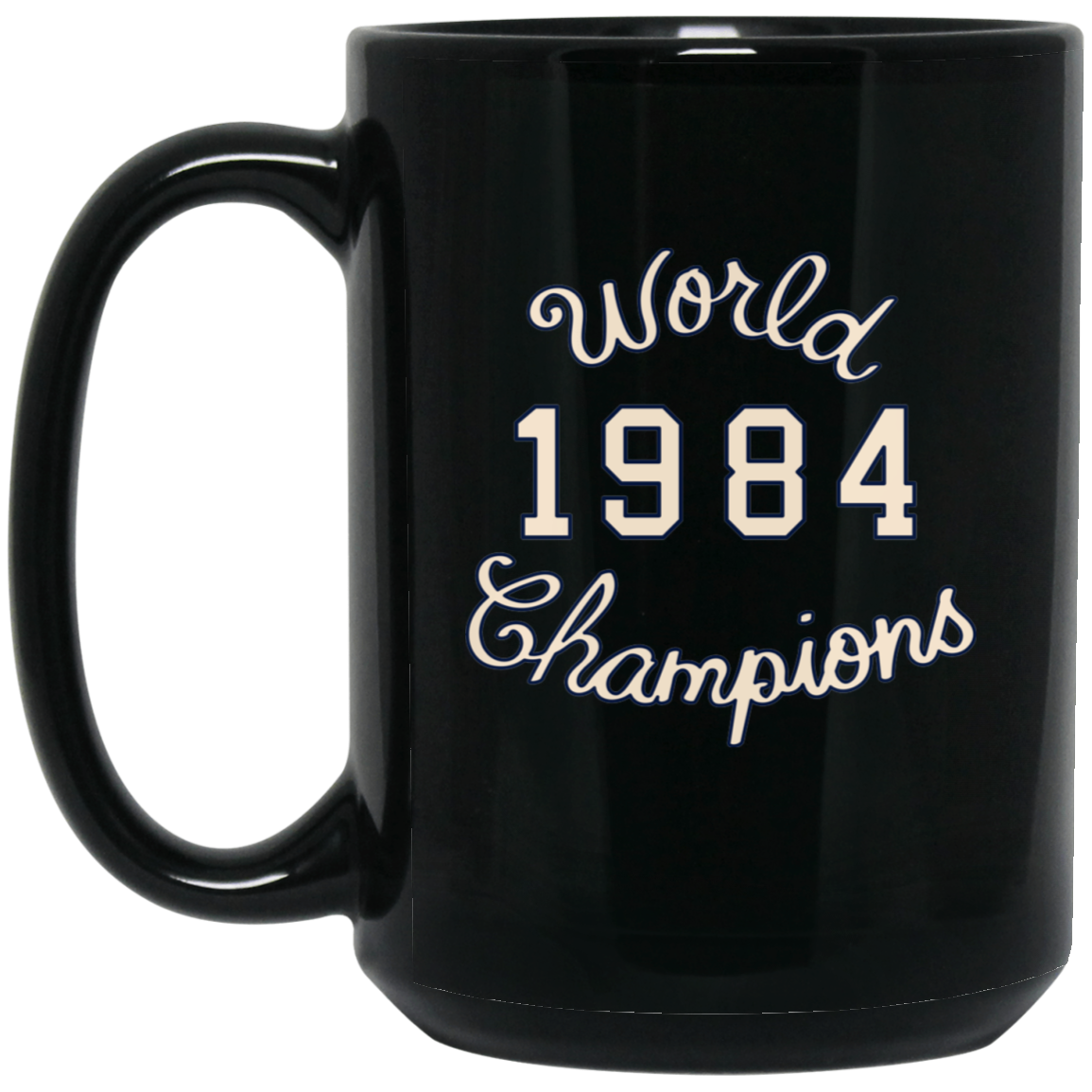 World Champions - Ivory + Navy 15oz Black Mug