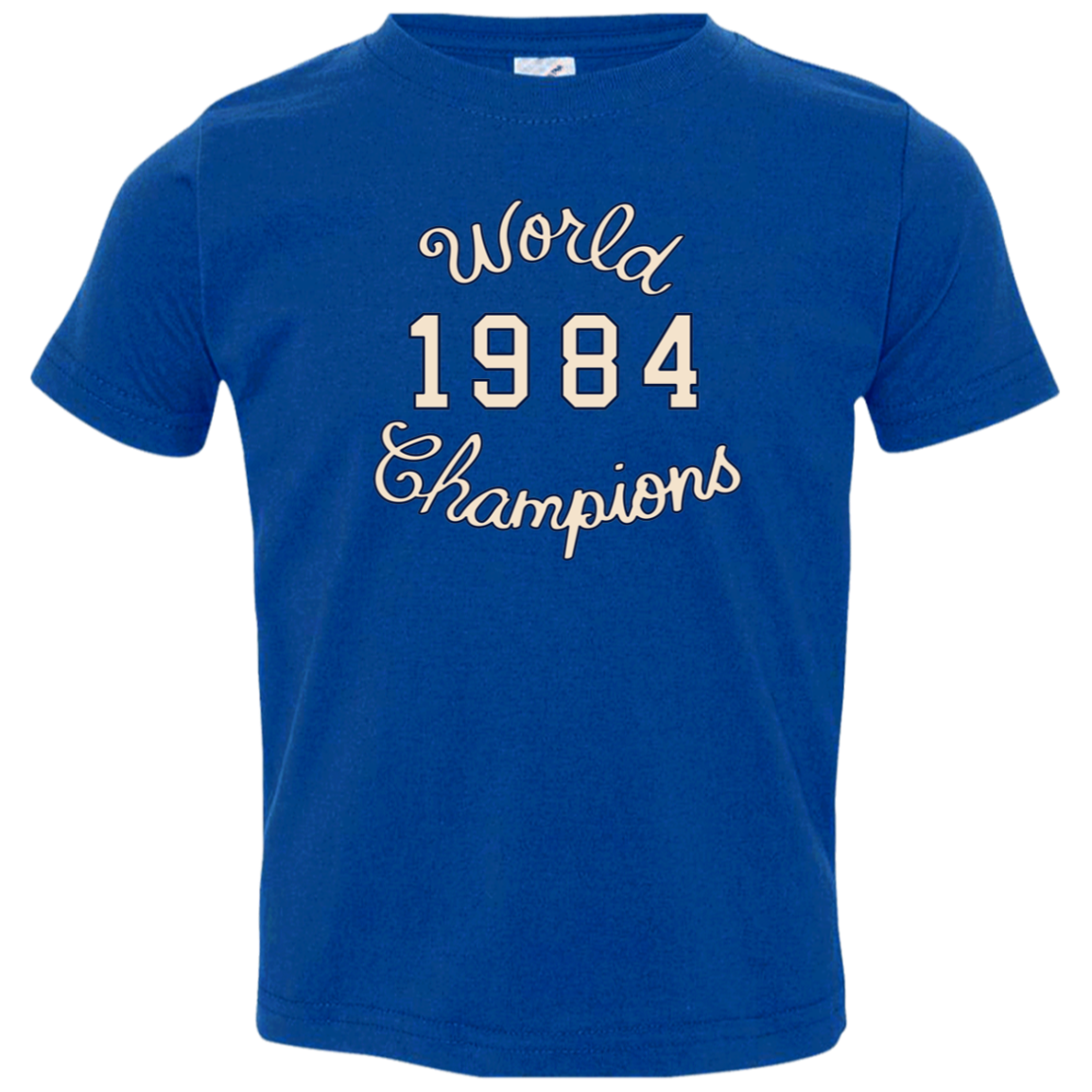World Champions - Ivory + Navy Cute Toddler T-Shirt