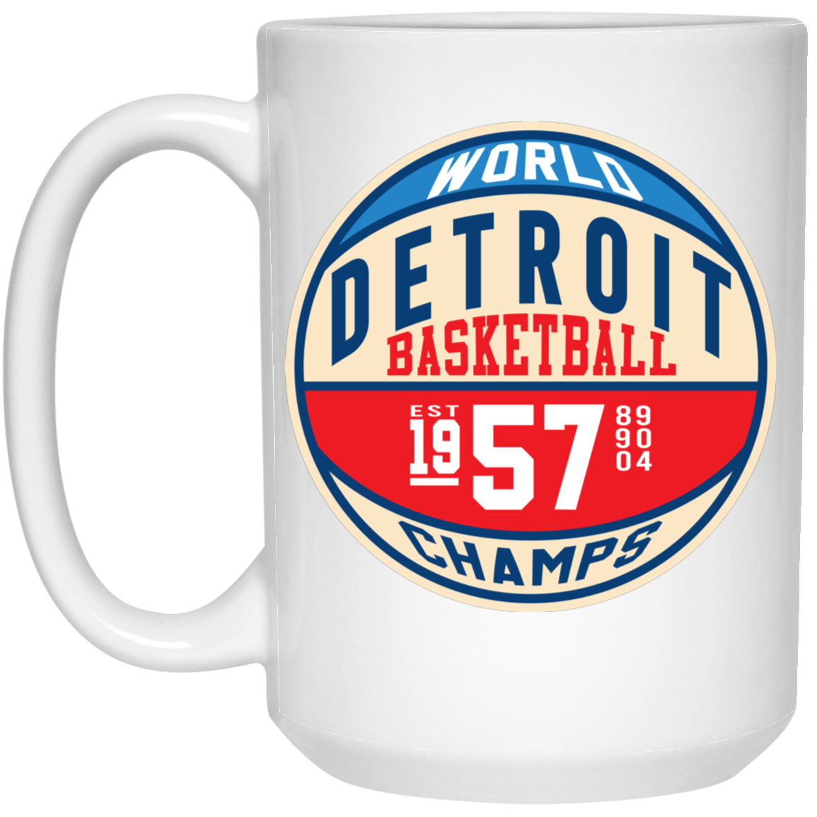 Retro Pistons World Champs 15oz White Mug