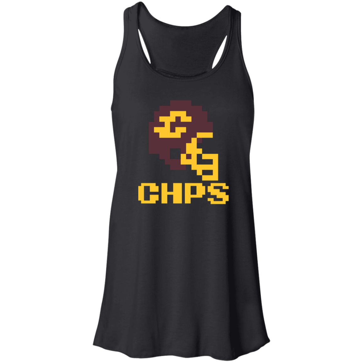 Mt Pleasant Football 8bit - Black Flowy Racerback Tank
