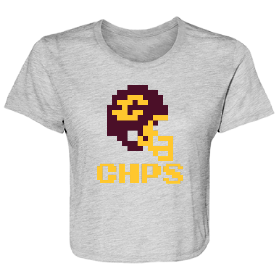 Mt Pleasant Football 8bit - Grey Flowy Cropped Tee