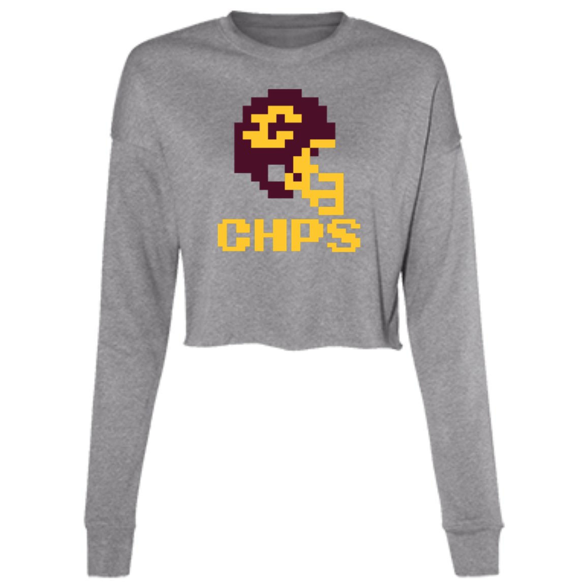 Mt Pleasant Football 8bit - Grey Women's Cropped Crewneck Sweatshirt