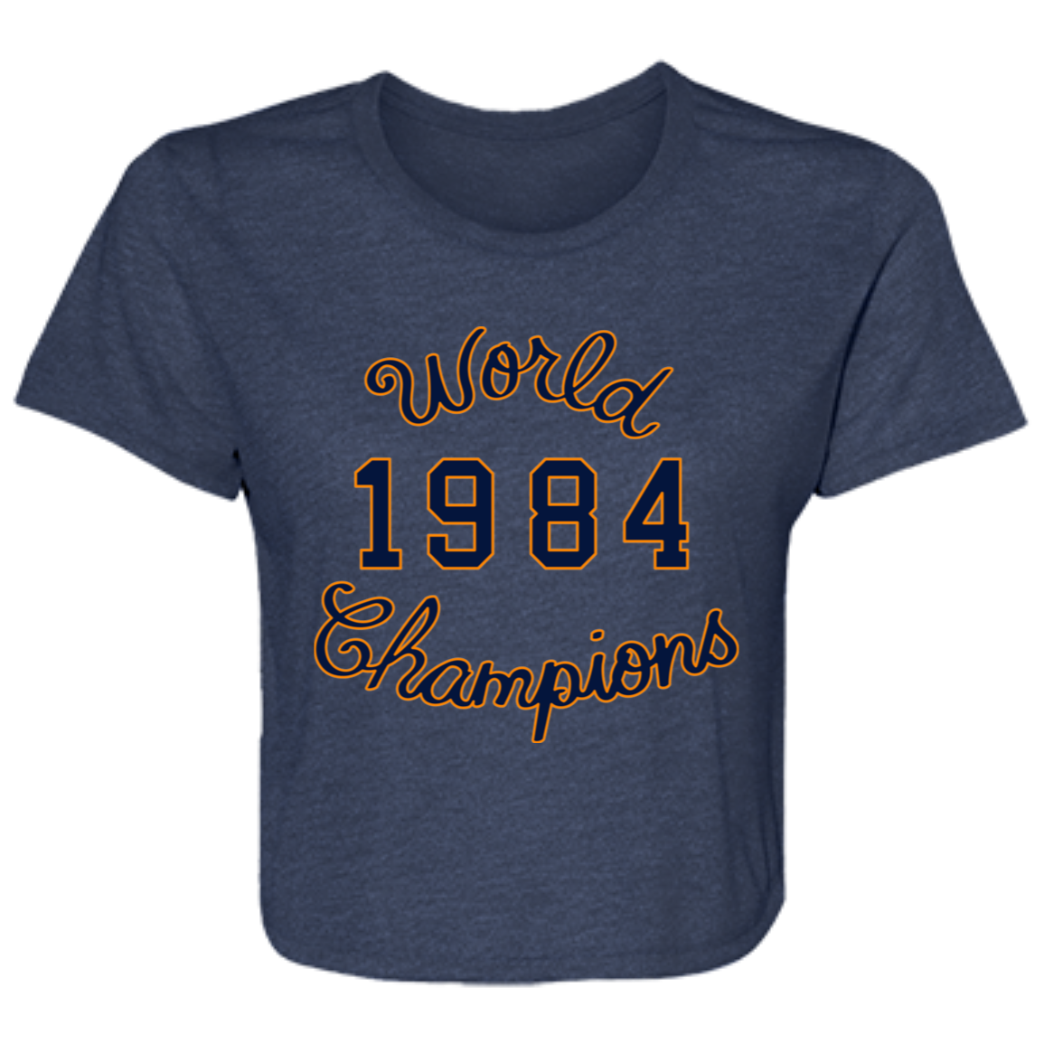 World Champions - Navy + Orange Flowy Cropped Tee