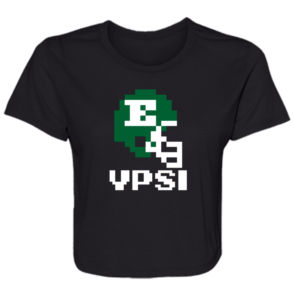 Ypsi Football 8bit - Black Flowy Cropped Tee