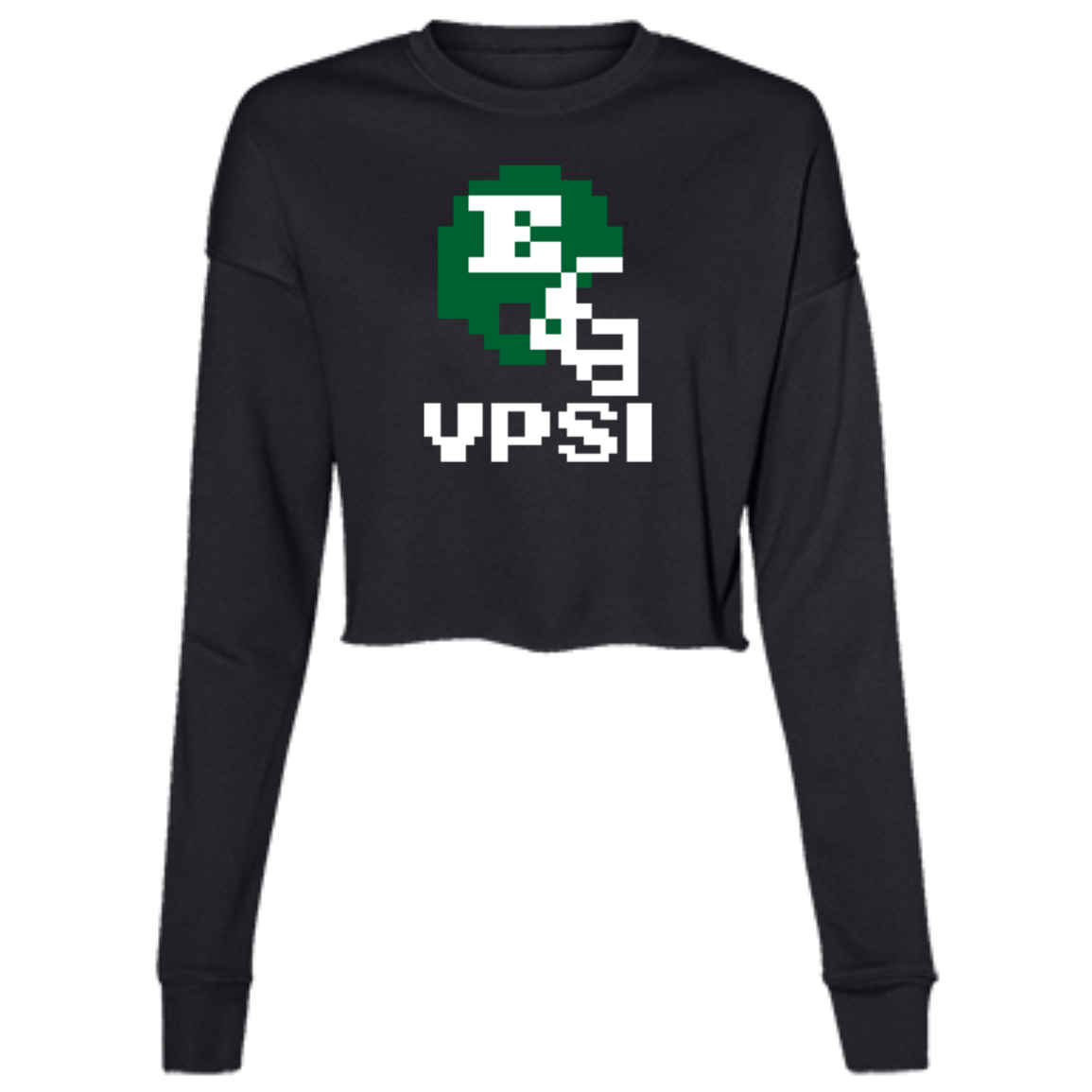 Ypsi Football 8bit - Black Women's Cropped Crewneck Sweatshirt