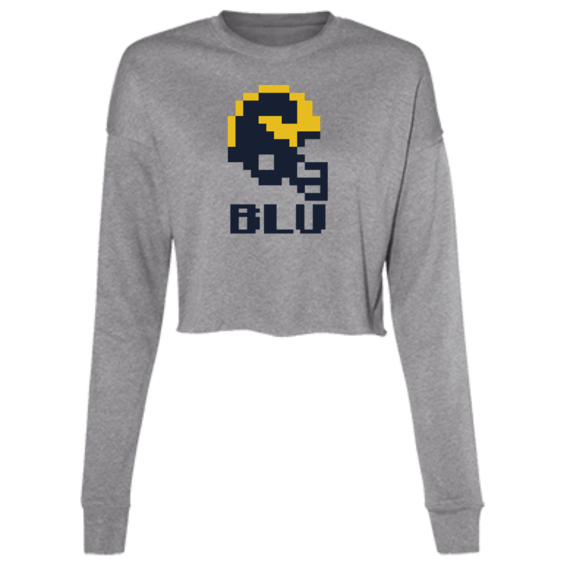 Ann Arbor Football 8bit - Grey Women's Cropped Crewneck Sweatshirt